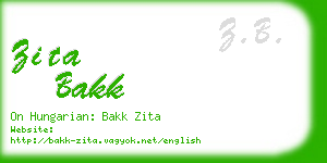 zita bakk business card